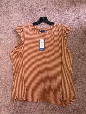 Democracy Women's Rust and Cream Striped Tank Top